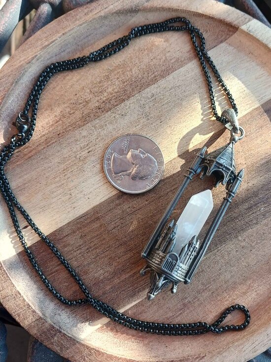 None Jewelry - Gothic Castle Clear Quartz Point pendant necklace